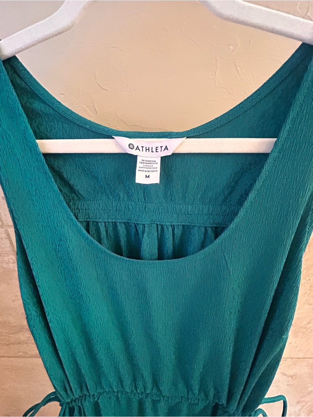 Athleta Teal Textured Sleeveless Maxi Dress with Waist Tie